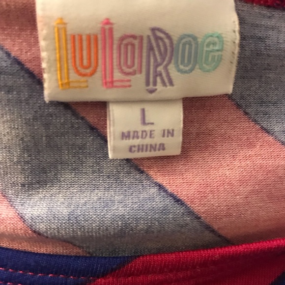 Magenta and Blue LuLaRoe Striped Irma - Picture 3 of 5